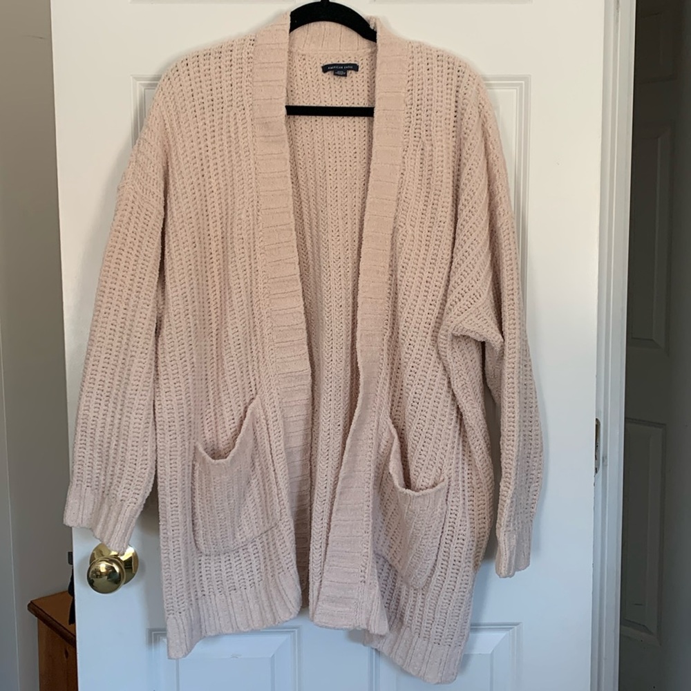 American Eagle Outfitters Blush Pink Chunky Open-Front Cardigan